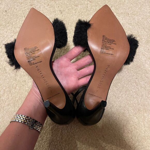 NWOT BCBGMAXAZRIA Denli Fuzzy Ankle Strap Heel - Picture 5 of 12